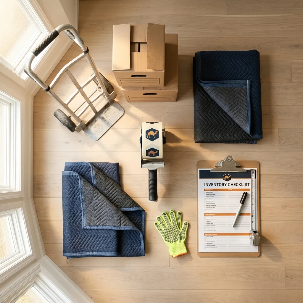 Professional moving supplies and packing materials layout for East Rockaway residential relocations